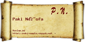 Paki Násfa névjegykártya